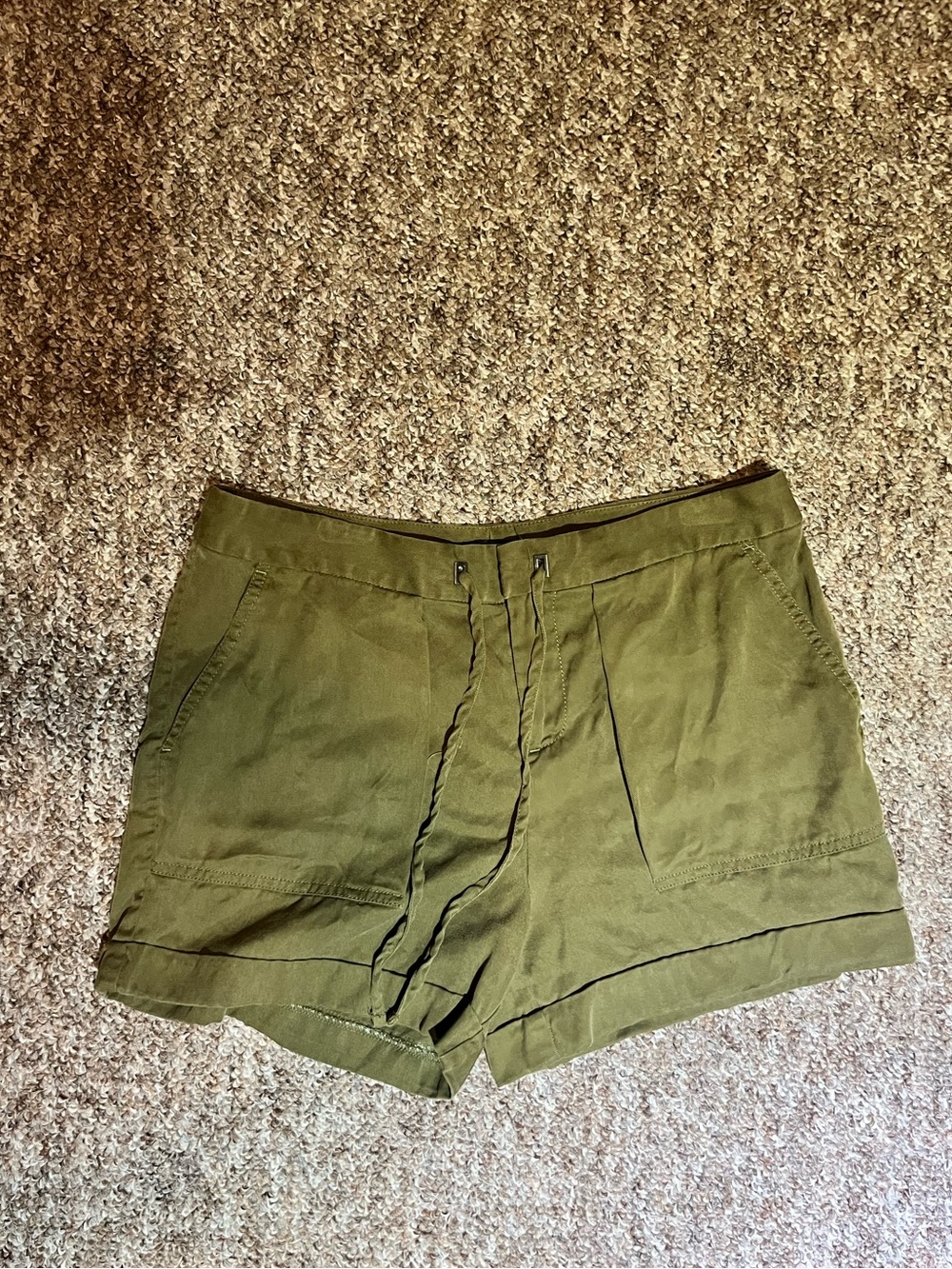 Banana Republic Olive Drawstring Linen Blend Shorts